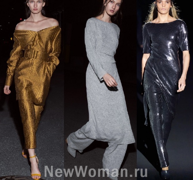 платье поверх брюк - модная тенденция 2021 года в повседневной и вечерней женской одежде 2021 года