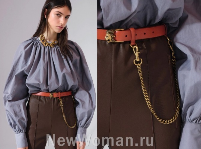 модный декор для женских брюк 2021 года - ремни с цепочками