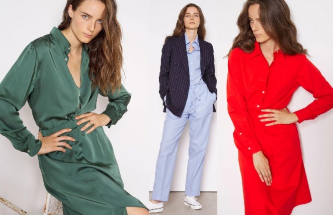 тренды офисной деловой женской моды 2021 и 2022 -  ансамбли с блузкой в стиле тота-лук