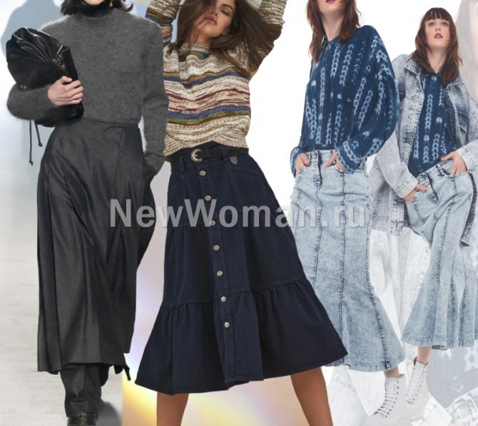 новинки деловых образов с юбками на сезон осень-зима 2021-2022 - фото с модных европейских показов
