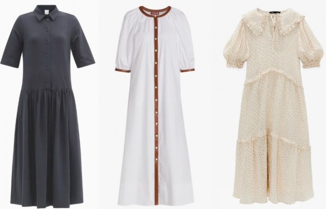 женщинам 50 лет - модные фасоны сезона Лето 2021 - длинные летние платья с коротким рукавом