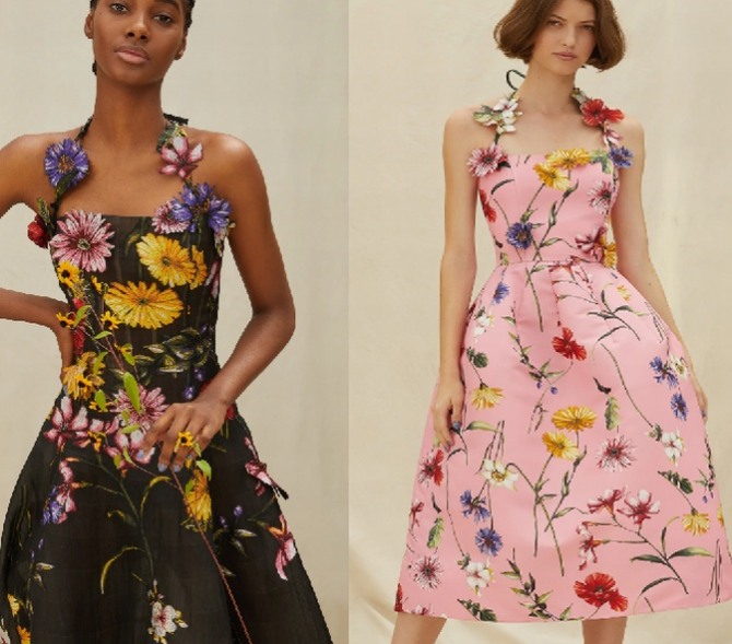 модные сарафаны 2021 года с цветочным принтом А-силуэта
