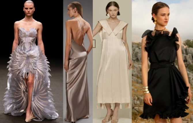 Выпускные платья 2021 года из атласной ткани с последних недель моды