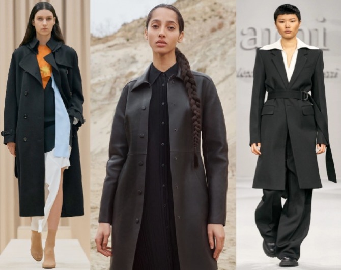 женские плащи черного цвета сезона осень-зима 2021-2022 - кожаные и тканевые модели 