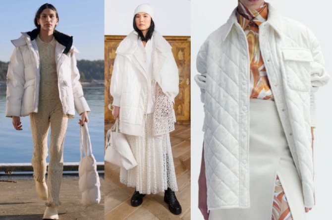актуальные модели люксовых женских курток белого цвета на сезон осень-зима 2021-2022 - фото с модных показов