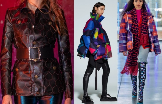 куртки женские сезона осень-зима 2021-2022 с геометрическим принтом и в технике пэчворк