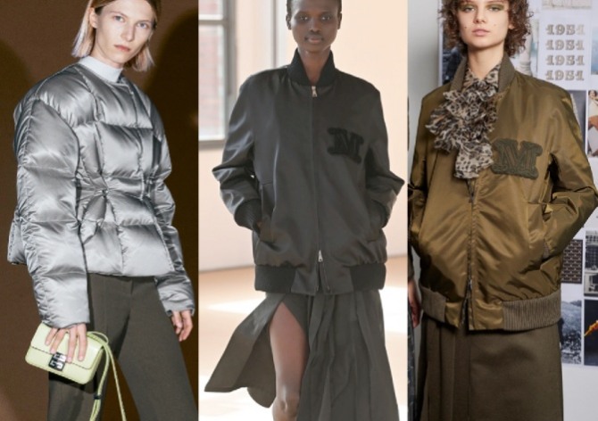 куртки из ткани с блестящей поверхностью - модели из сатина, стильные луки с модных показов женской уличной одежды на 2022 год