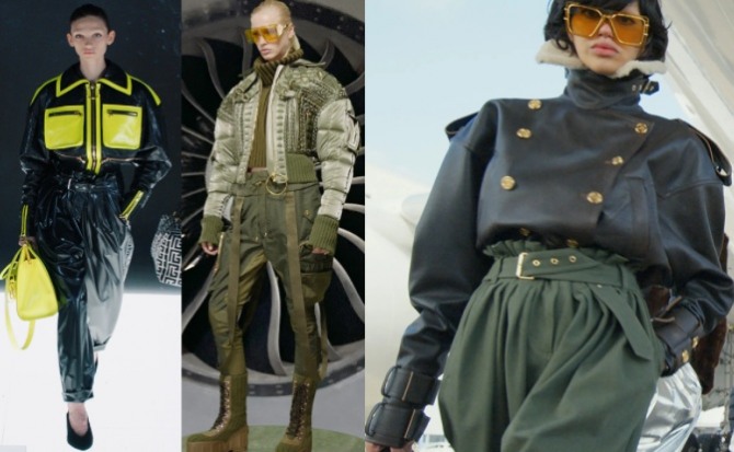высокая мода - женские куртки пилот, бомбер и в военном стиле с металлическими пуговицами и погонами - мода 2022 года от бренда Balmain