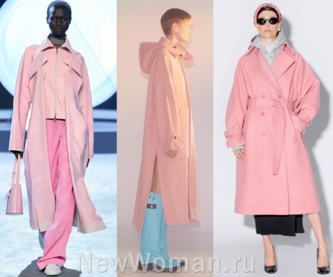 в 2022 году в моде женские плащи розового цвета
