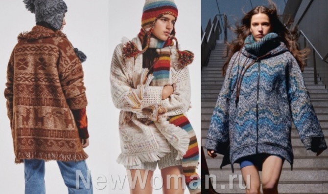 вязаные куртки с этническим принтом - тренды осенней женской моды 2022