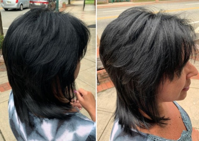 как красиво подстричь длинные черные волосы летом 2021 года - женская стрижка маллет (кефаль)