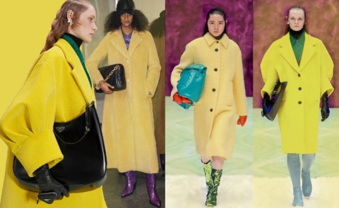 пальто миди желтого цвета из дизайнерских коллекций 2022