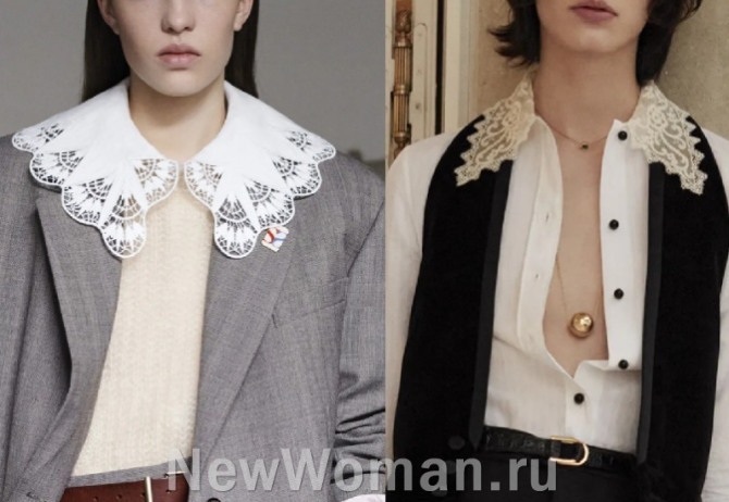 какие элементы декора в моде в 2022 году - винтажные воротники на блузках
