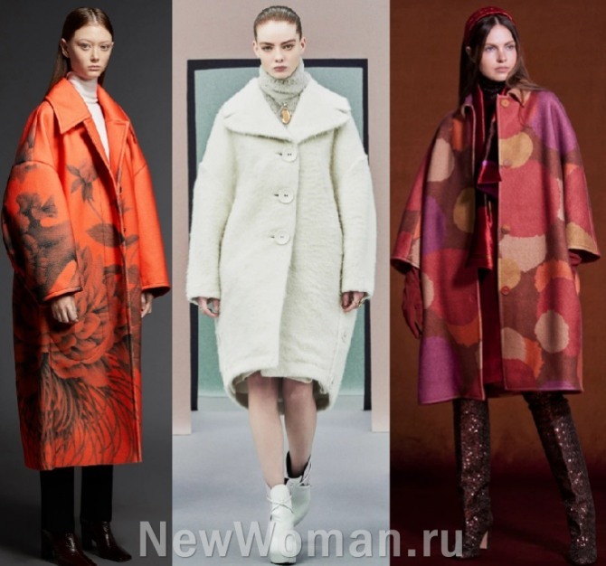 модный тренд верхней женской одежды 2022 года - пальто-кокон с расширением на талии