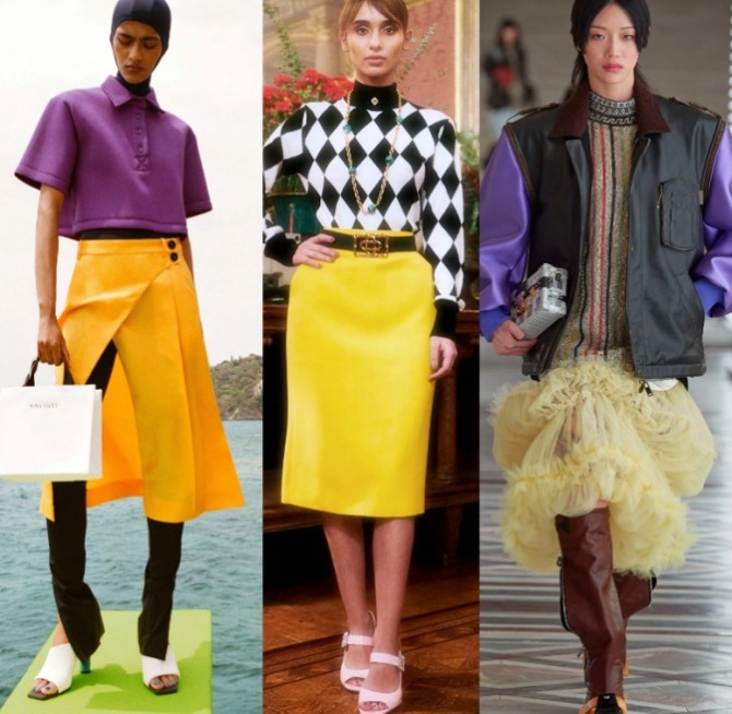 юбки желтого цвета - Nina Ricci, Casablanca, Louis Vuitton