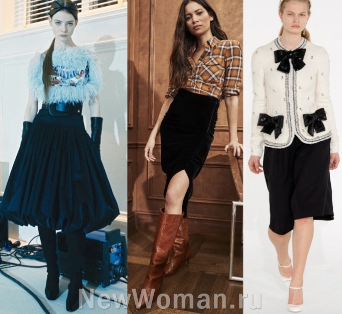 женские юбки 2022 года из черного бархата - Lanvin, Veronica Beard, Giambattista Valli