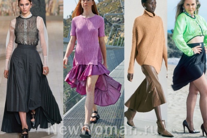 юбки фасона маллет - короткие спереди и длинные сзади - фото с европейских недель моды