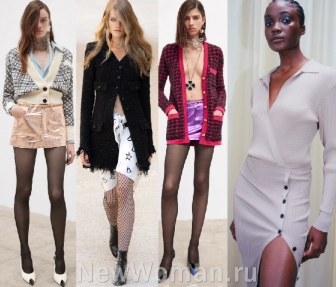 примеры образов юбка плюс кардиган - женская мода 2022 года, подиум