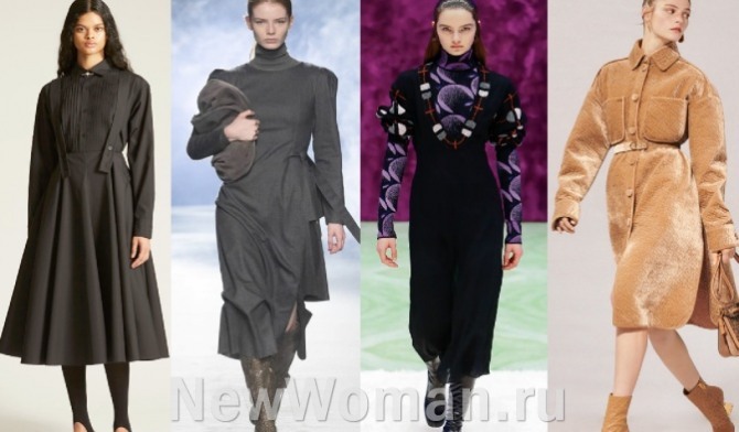 модные дизайнерские зимние платья 2022 года длиною миди
