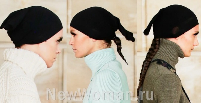  шапочка-чулок из черного нейлона - одна из тенденций головных женских уборов на осень 2021 года