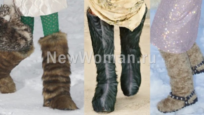 обувные тренды женских сапог сезона зима 2022 - сапоги, покрытые мехом