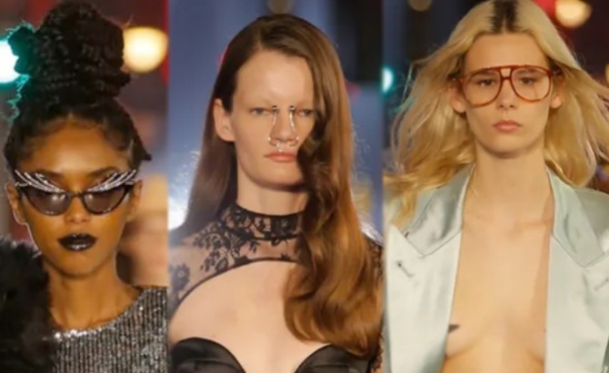 идеи женских вечерних причесок для длинных волос от бренда Gucci весна-лето 2022.