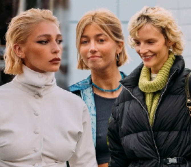 средние стрижки карамельного цвета - фото уличной европейской моды весна-лето 2022
