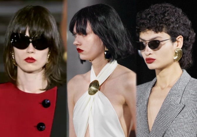 Прически и стрижки моделей на средние волосы с показа Saint Laurent, Spring 2022 Ready-to-Wear 