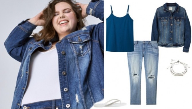 джинсовые комплекты для полных девушек и женщин - с чем носить и сочетать летом и весной 2022 года