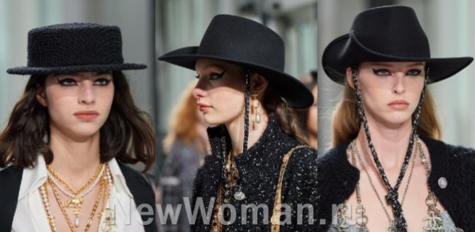 модные черные женские демисезонные шляпы 2023 года от бренда Шанель