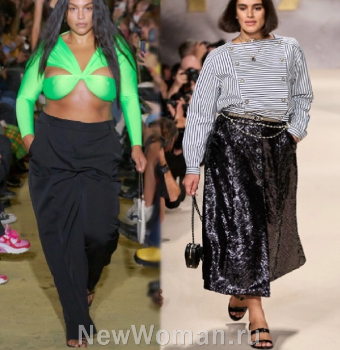 фото модных юбок, брюк, блузок и топов с подиума - коллекции весна-лето 2022 от брендов Coperni и Chanel