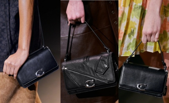 жизайнерские сумки 2023 года их черной кожи от бренда Coach (Нью-Йоркский показ) 