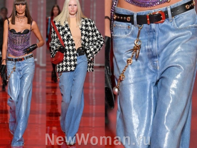 какие женские джинсы актуальные в 2023 году, подиум