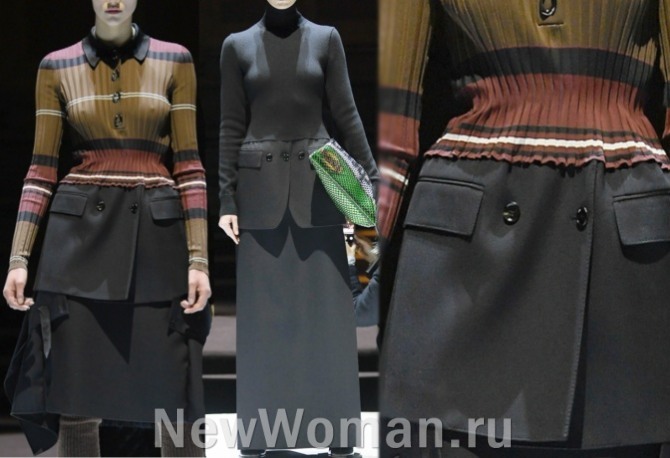 юбка-трансформер 2023 года от Burberry (Лондонская неделя моды) - модели миди и макси со съемным верхом из нижней части делового пиджака