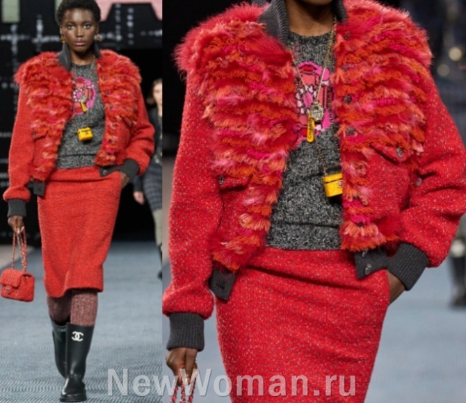 куртка от бренда Chanel красного цвета - коллекция осень-зима 2023