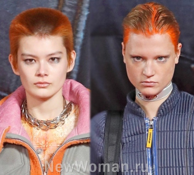 короткие женские стрижки и модное окрашивание 2023 - волосы красного цвета