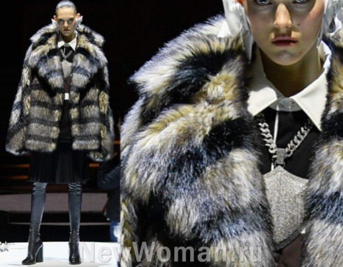  зимняя женская мода 2023 года в стильной люксовой верхней одежде - меховая куртка от модного дома Burberry