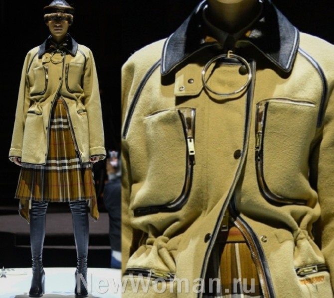 женская куртка Burberry (Лондонская неделя моды) из искусственного меха цвета кофе с молоком