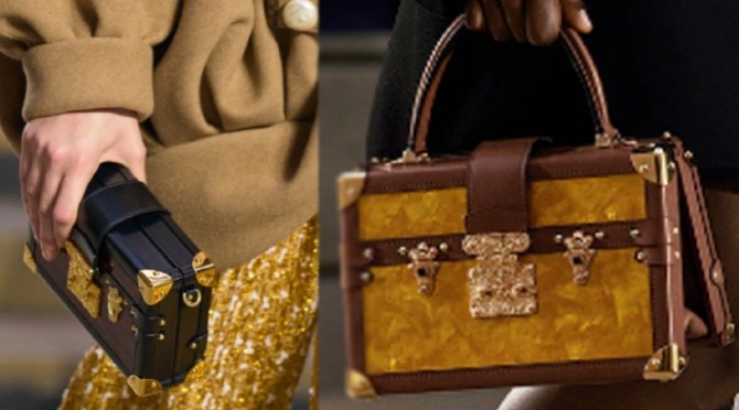 актуальный декор женских сумок Louis Vuitton (Парижская неделя моды) 2023 года - металлические замки, заклепки, уголки
