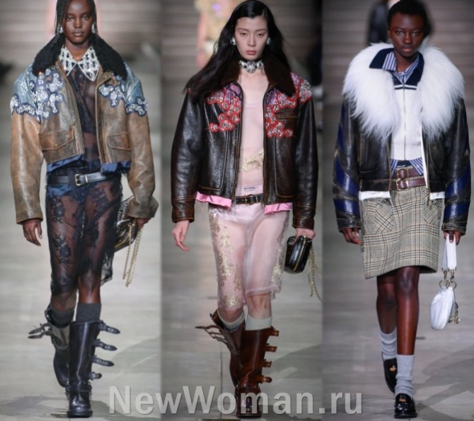 кожаные куртки для женщин 2023 года, Франция, модный дом Miu Miu, парижская неделя моды
