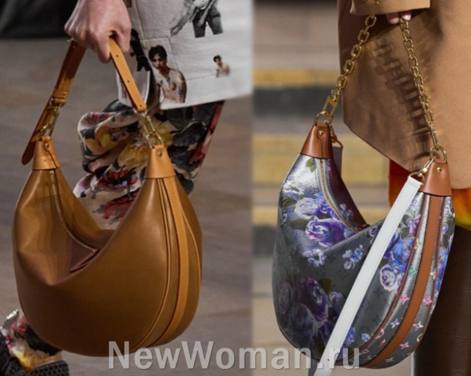 самые модные сумки 2023 года от бренда Louis Vuitton (Парижская неделя моды) - сумка хобо из кожи и шелка.
