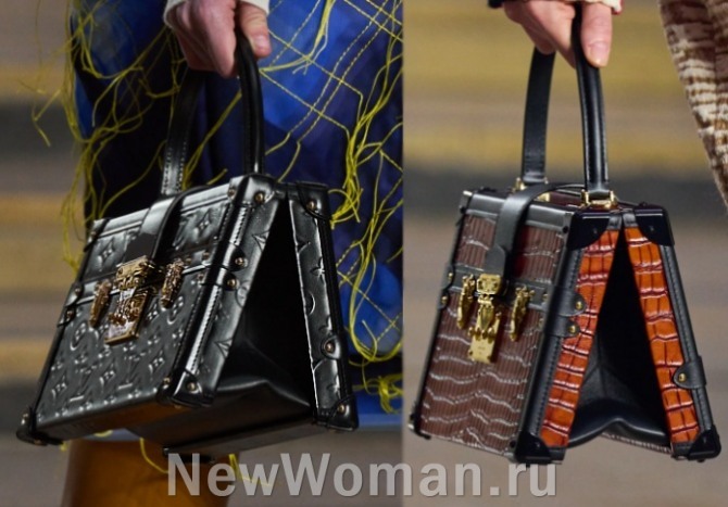 женские сумки-трансформеры на жесткой основе в форме сундучка с ножками-пуклями от бренда Louis Vuitton на сезон осень-зима 2023