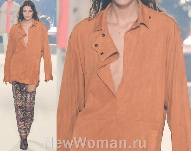 женская трикотажная блуза 2023 светло-терракотового цвета