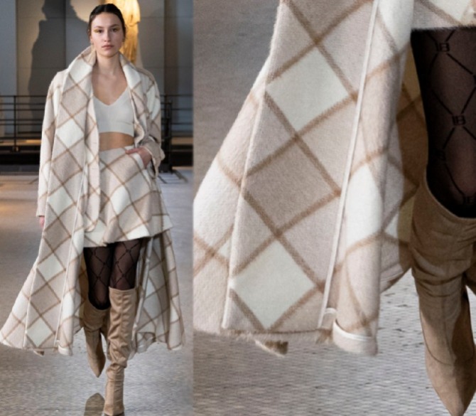 демисезонное светлое женское модное пальто 2023 года с принтом квадратные ромбы