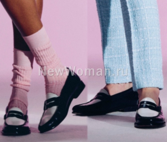 черно-белые лоферы - главные тренды в сегменте женских туфель 2023 года, Huishan Zhang, Лондонская Неделя моды