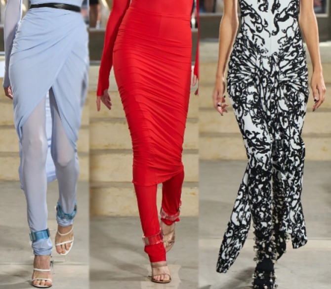 женские брюки из прозрачного шифона в комплекте с платьем из того же материала