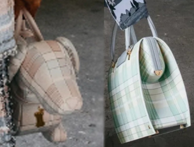 дамские сумки 2023 года с клетчатым рисунком пастельных тонов - сумка-собака, сумка-саквояж - модели от бренда Thom Browne RESORT 2023, Нью-Йорк
