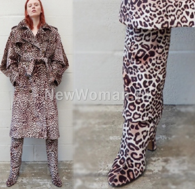леопардовый тотал-принт 2023 года - плащ, брюки, сапоги