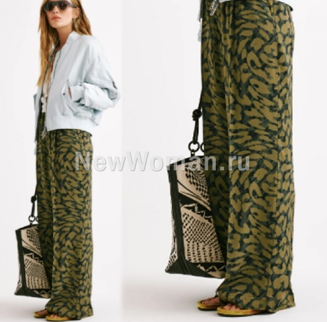 женские брюки с принтом измененный леопард