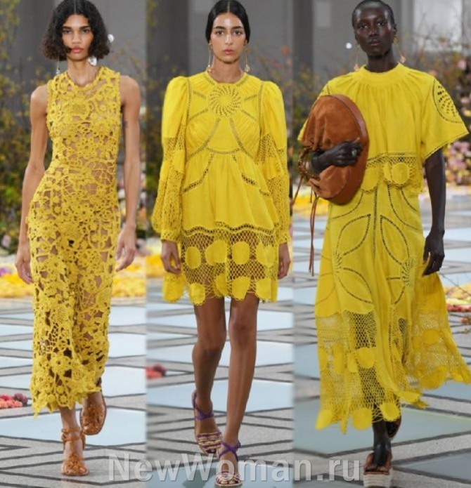 летние платья желтого ананасового цвета - хиты 2023 года с модного показа Ulla Johnson, SPRING 2023 READY-TO-WEAR, Нью-Йоркская Неделя моды